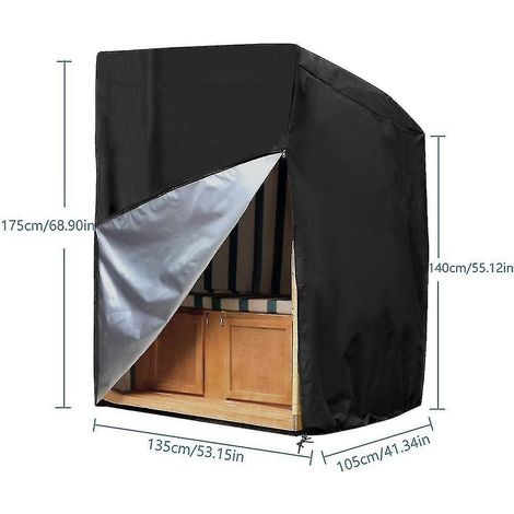 Housse de protection pour chaise de plage Strandkorb en tissu Oxford imperméable et indéchirable 135 x 105 x 175 cm / 140 cm (1/3)