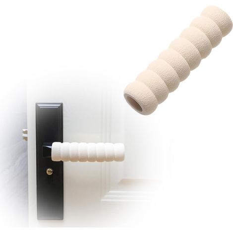 Lot de 2 - Housse de poignée - Protection porte - Antichoc mousse EVA - Pour maison école bureau - Beige - 13,5x2 cm (1/5)