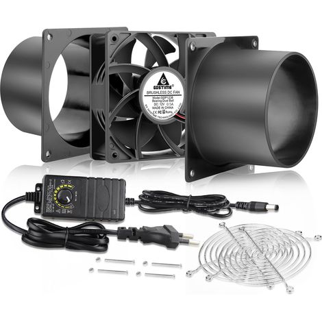 Ventilateur tubulaire 100 mm 12 V réglable 3000 tr/min avec contrôle de vitesse CC 4 V à 12 V pour laser 3D, tente, garage, serre (1/5)