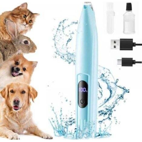 Tondeuse Chien, Tondeuse pour Chien Rasoir pour Chiens Chat Faible Bruit, Tondeuse étanche et Rechargeable pour Pattes D'animaux Avec Lumière LED pour Chat et Autres Animaux (bleu)