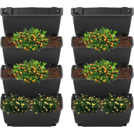 Macetero vertical, PP resistente, 30x15x15 cm, compatibilidad con diversas plantas, 16 macetas individuales, sistema de drenaje óptimo. (1/5)
