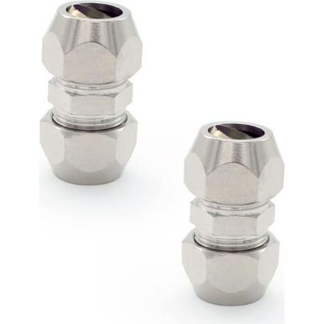 2 Pièces Raccord Olive Gaz, Argent Tuyau Pneumatique Raccord, Cuivre Nickelé Tube Double Droite Connecteur Rapide, Convient pour Plomberie, Compresseur D'air.（8mm）