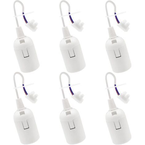 6 PCS Douille de Lampe E27 Support d'ampoule E27 rénovation Douille Blanc Douille de Bâtiment avec Câble Douille de Chantier 4A 250V Base de Lumière Douille de Suspension (max.60W) (1/5)