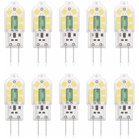G4 2W LED Ampoule, 20W Ampoules Halogènes équivalentes, Blanc froid 6000k,200Lm,12x SMD,12V AC/DC-Pack de 10 [Classe énergétique A+] (1/5)