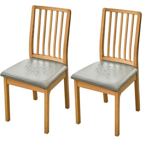Housses de chaises de salle à manger pour lot de 4, imperméables, en cuir PU, Gris (1/3)