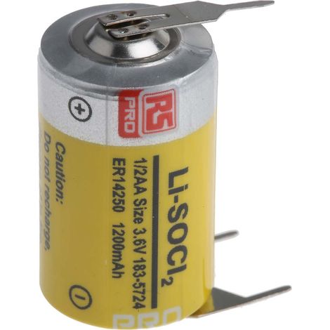 Pile 1/2 AA, 3.6V, RS PRO, Lithium Thionyle Chloride, 1.2Ah ( Prix pour 1 )