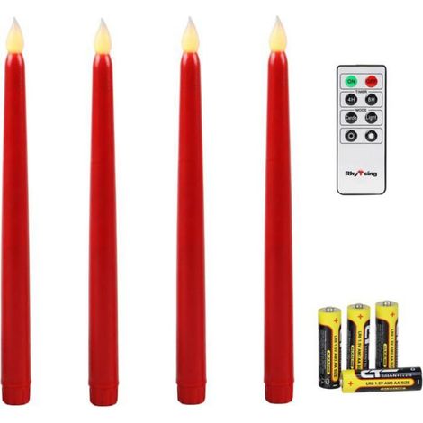 Bougie Conique - 27,5 cm - LED Blanc Chaud - Minuterie 4 h 8 h - Télécommande Incluse - Lot de 4 (1/4)