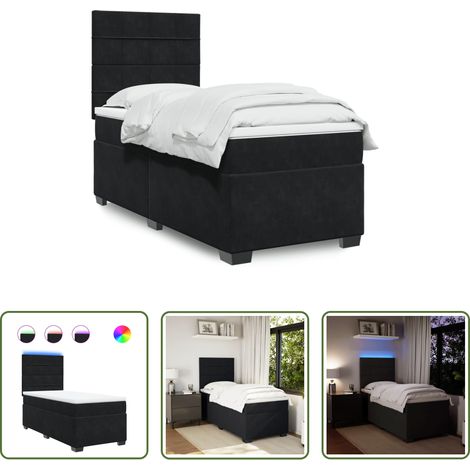 Sommeil réparateur - Sommier à lattes de lit avec matelas Noir 100x200 cm Velours (1/5)