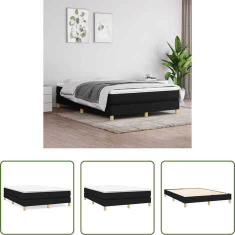 vidaXL Matelas - Cadre de lit à lattes noir 140x190 cm tissu (1/5)