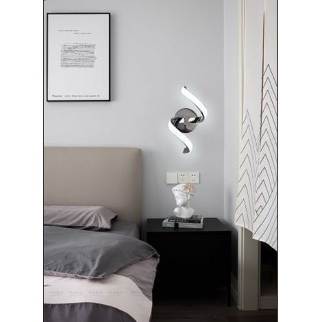 Trade Shop - LED Wandleuchte 9Watt gebogen Spirale Kaltes Licht natürliches warmes E58 Silber -