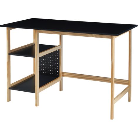 Scrivania/Postazione di lavoro con 2 ripiani 120 x 60 x 75 cm effetto legno nero 030009051