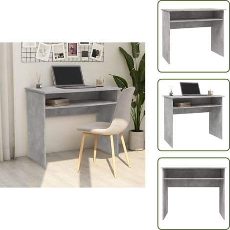 Bureau Gris béton 90x50x74 cm Bois d'ingénierie - Bureau Gris - Bureau Informatique - Bureau Compact - Meuble De Bureau - Bureau Enfant (1/5)