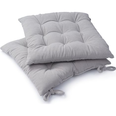 Paco Home Sitzkissen mit Befestigungsbänder 40x40 Stuhlauflage Kissen Stuhlkissen 2er Set Grau 1, 40x40x5cm