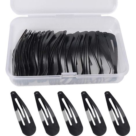 Lot de 50 barrettes à cheveux noires, 5 cm, métal, mini pinces pour enfants. (1/5)
