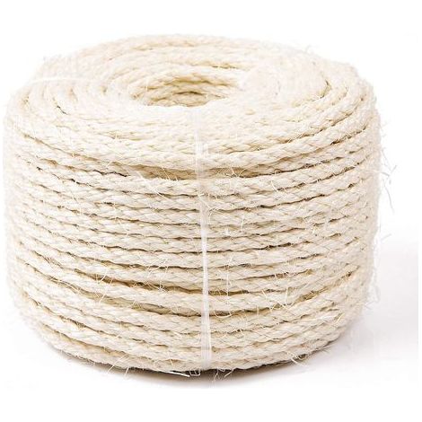 Natural Sisal Rope 8mm Replacement Cord, Ideal Accessory for Replacing Cat Tree Posts, Sisal Balls & Toys Included (25m, White) (1/5)