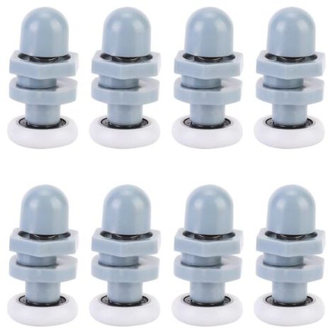 Lot de 8 rouleaux pour porte coulissante en plastique 20mm – Résistants à l'usure et antirouille – Pour portes en verre et salles de bain (1/5)