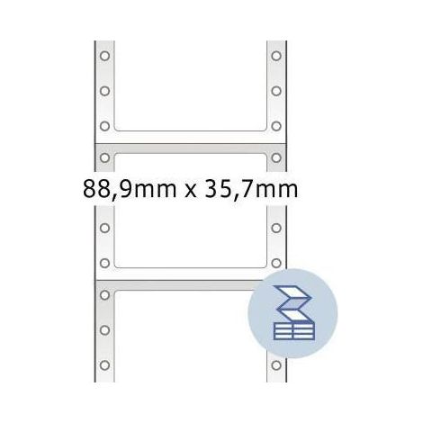 Endlosetikett 88,9 x 35,7 mm (B x H) nicht wieder ablösbar mit Führungslochrand Papier weiß 1-bahnig 4.000 Etik./Pack. (1/4)