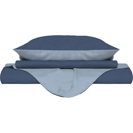 Copripiumino Matrimoniale con Sacco e Federe Doubleface Avio/Azzurro (1/5)
