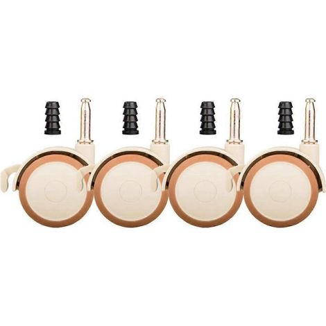 Lot de 4 roulettes pivotantes en caoutchouc de 5 cm (2 pouces) pour lit bébé, silencieuses et pivotant à 360°, avec supports (1/5)