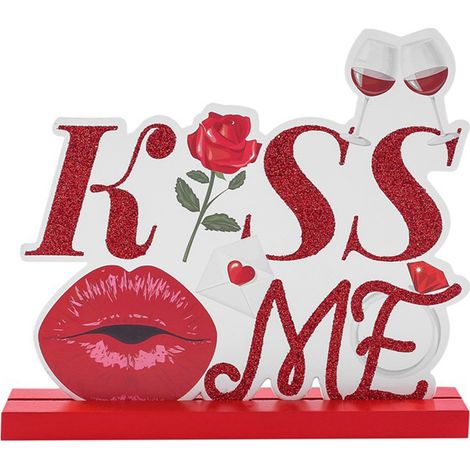 Décoration de Table en Bois pour la Saint-Valentin - Ornement d'Amour Artisanal pour Bureau (1/5)