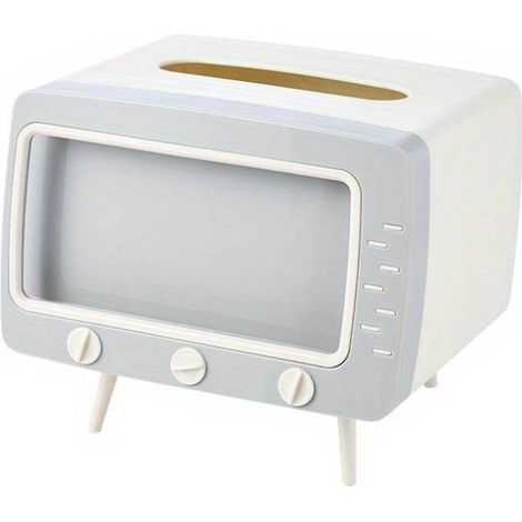 Boîte de rangement pour mouchoirs en forme de téléviseur, porte-mouchoirs et porte-téléphone multifonctionnel, distributeur de mouchoirs de table en plastique, décoration intérieure (1/5)