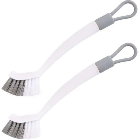 Brosse Nettoyage Salle de Bain,Brosse de Nettoyage Cuisine,2 Brosses,Blanc Gris,Outil d'élimination des Taches intégré,pour Cuisine,Salle de Bains (1/4)