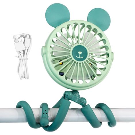 Ventilador de cuna recargable, ventilador de cochecito con clip, trípode flexible con diseño de pulpo Ventilador eléctrico portátil con asa (1/5)