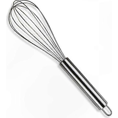 Fouet ballon 8 pouces inox durable, manche acier inoxydable pour mélanger pâte, œufs et autres préparations culinaires. (1/5)
