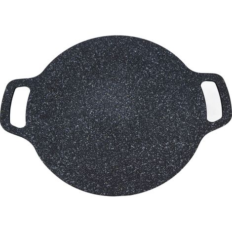 Runde, 30 cm große Grillpfanne aus Aluminium im koreanischen Stil mit Antihaftbeschichtung, inklusive hitzebeständigem Handschuh und Grillzange (1/5)