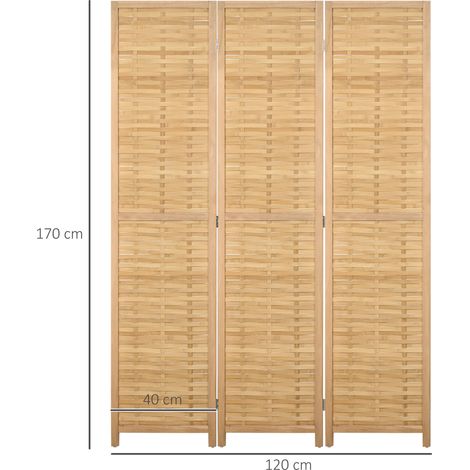 Raumteiler Klappbare Trennwand Sichtschutz, Bambus, 3-teilig, 120 cm x 170 cm x 1,8 cm, Natur (1/5)
