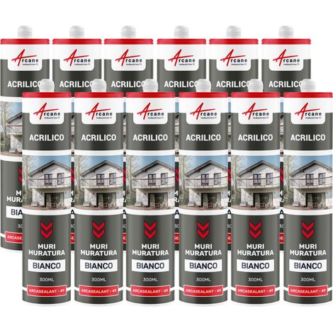 Mastice acrilico, per sigillare le crepe nei muri - ARCAMASTIC MACONNERIE - 300 ml x 12 Bianco - ARCANE INDUSTRIES (1/5)