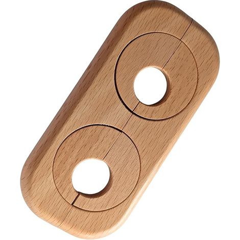 Radiateur Double Rosace Hêtre - Alésage 16mm - Espacement des tuyaux variable 41-66mm - 122x58mm - Bois laqué - Cache tuyau, rosace de chauffage - Fabriqué en Autriche (Hêtre 16mm) (1/5)