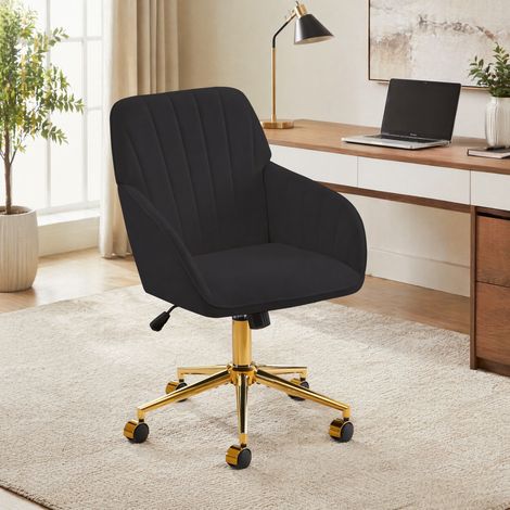 MEUBLIV Chaise de bureau réglable noir – pivotante, avec roulettes (1/5)