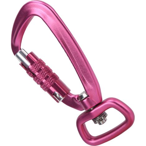Mousqueton de sécurité auto-bloquant, crochet pivotant à 360°, pour attache chien, équipement extérieur, accessoires de randonnée, rose