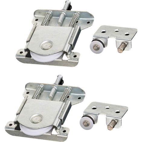 [JAMAIS UTILISÉ]Lot de 2 pièces coulissantes pour porte de garde-robe, roues, roues, roues, rouleaux, guides avec tampon amortisseur, capacité de charge 20 kg (1/5)