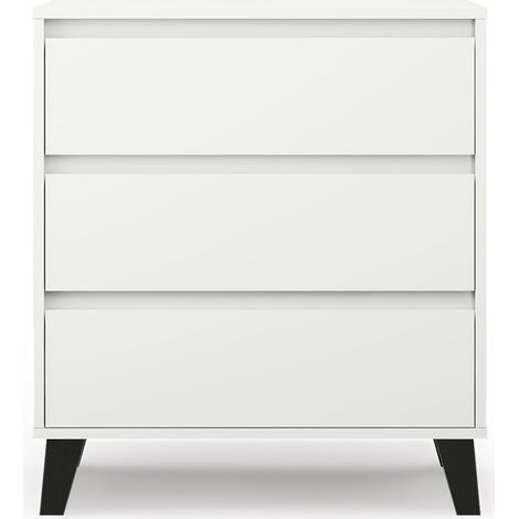SONIA - Cómoda 3 cajones estilo escandinavo - 70x39x78.5cm - Mueble de almacenaje - Blanco (1/5)
