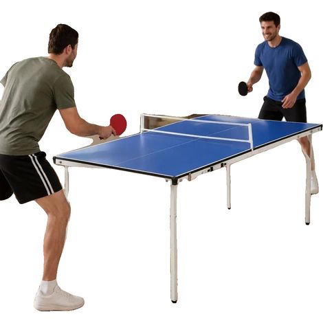 Mesa de ping-pong plegable, construcción resistente, color azul. (1/2)