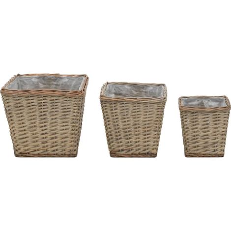 3 pcs Lits surélevés,Jardinière Osier avec doublure en PE CFW96174 (1/5)