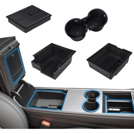 Lot de 4 Organiseurs de Console Centrale pour Tesla Model 3 Y 2021 à 2024 Plateau de Rangement Console Centrale avec Accoudoir Boîte (1/5)