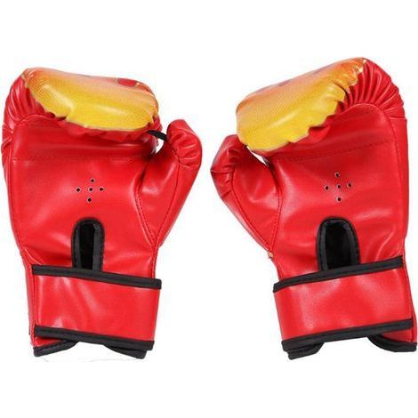 Paar Kinderboxhandschuhe, verstellbar, professionell, aus atmungsaktivem Mesh und PU-Leder, für das Boxtraining. (1/4)