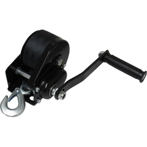Heavy Duty Manual Hand Winch Webbing Strap Hook 1600LB / 725KG (Boat Trailer Hoist Marine Black) (1/5)