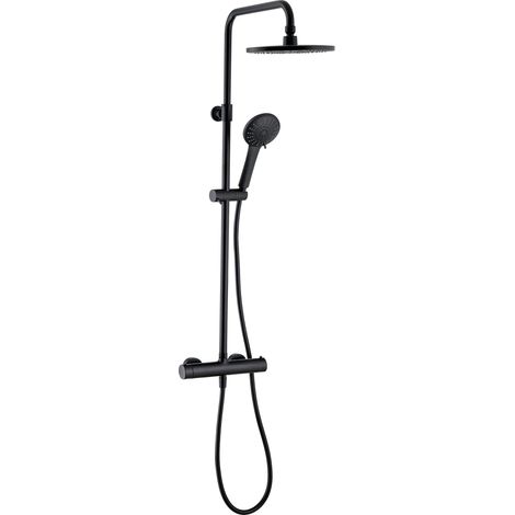 Wirquin 60722893 - Colonna doccia con miscelatore termostatico Black Roma Comfort a 5 getti, nero (1/5)