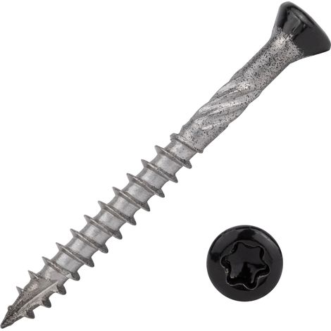 Vis bardage noire inox 5 x 50 mm Torx 25 avec pointe anti-fendage