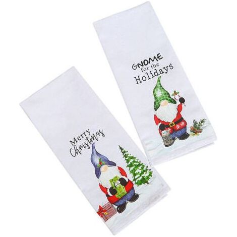 Serviette De Cuisine - 40 X 68 Cm - Motif De Noël - Coton 100 % - Pour Cuisine Et Salle De Bains - Lot De 2 (1/5)