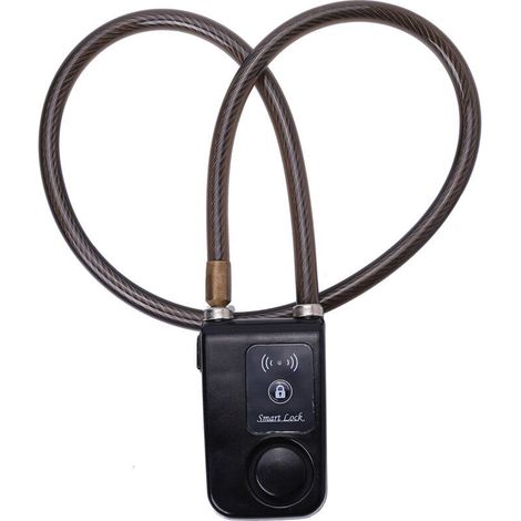 Serrure intelligente Bluetooth, contrôlable via une application, avec chaîne d'alarme et alarme de 105 dB (noire). (1/4)