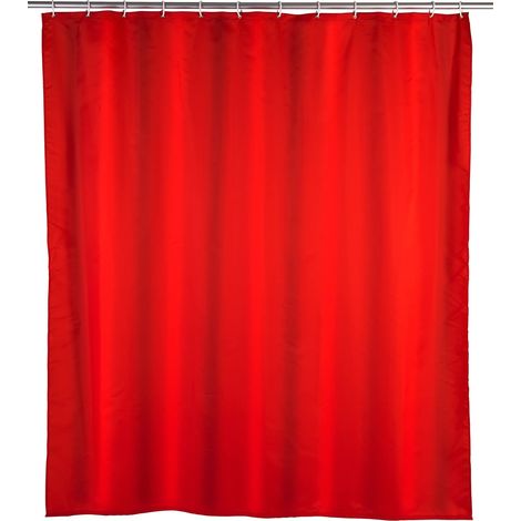 Wenko Tenda doccia antimuffa monocolore rosso - antibatterica, lavabile, Poliestere, 180 x 200 cm, Rosso