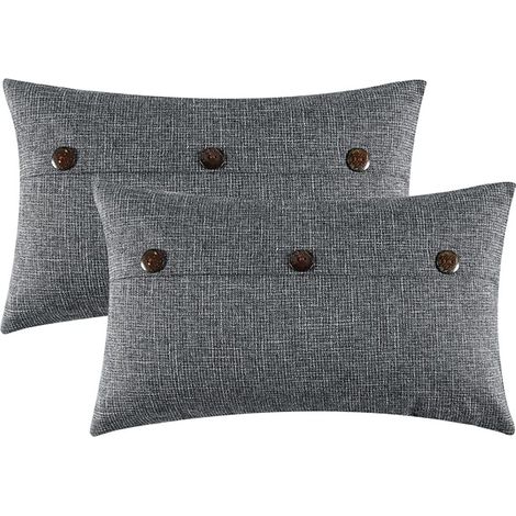 fundas de cojín, estilo rústico vintage, 3 botones, lino y poliéster, para sofá cama. (1/5)