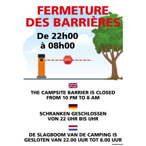 PANNEAU FERMETURE DES BARRIERES PERSONNALISABLE (H0445) - Adhésif - 75 x 105 mm (1/2)
