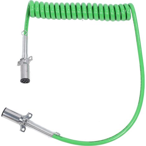 Cordon de remorque enroulé à 7 voies de 15 pieds, ligne électrique ABS à longue queue, fil vert robuste pour semi-camions et tracteurs. (1/5)