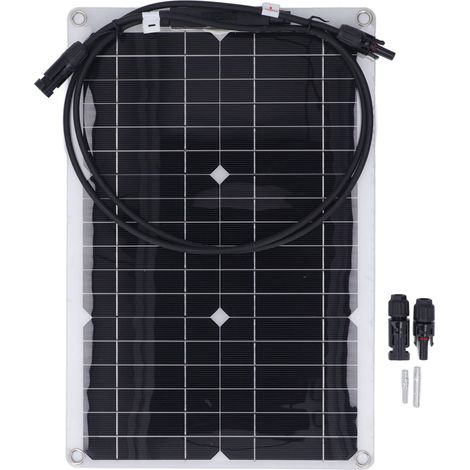 GARRYFIZH ‌Panneau solaire flexible 20W 18V monocristallin‌ - Pour chargeur de batterie 12V, caméra de sécurité, applications hors réseau